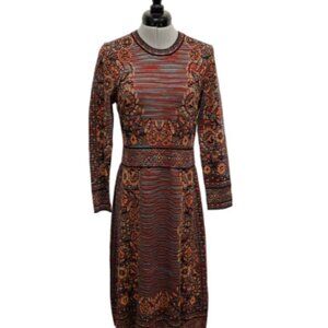 Missoni Knit Wool Blend Dress Multicolour Pattern Long Sleeve Size 44 or 8